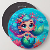 Schattigee onderwaterzeemeermin ronde button 6,0 cm (Voorkant /achterkant)