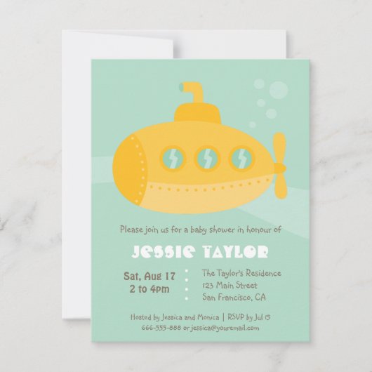 Schattigee Onderzeese Onderwater Baby shower Custo Kaart (Voorkant)