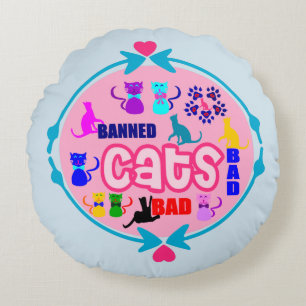 😻🐾↷ Schattigee ondeugende kattenfamilie zacht & Rond Kussen