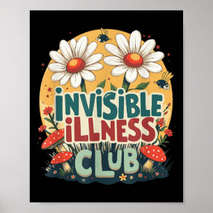 Schattigee Onzichtbare Ziekte Sociale Club ,floral Poster
