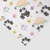 Schattigee oosterse panda's patroon op wit tissuepapier (Detail)