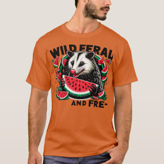 Schattigee Opossum Eten Watermeloen Fruit Zomer Ma T-shirt