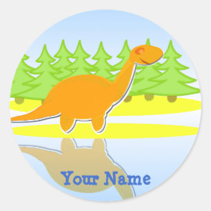 Schattigee Oranje Cartoon dinosaurus naam stickers