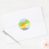 Schattigee Oranje Cartoon dinosaurus naam stickers (Envelop)
