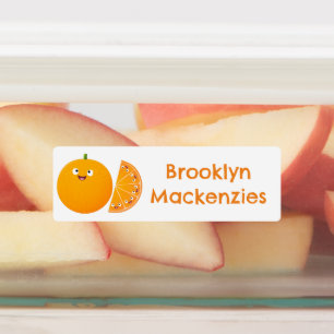 Schattigee oranje citrusvruchten cartoon gepersona labels
