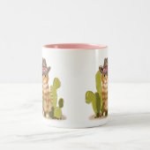 Schattigee Oranje cowboykat Tweekleurige Koffiemok (Center)