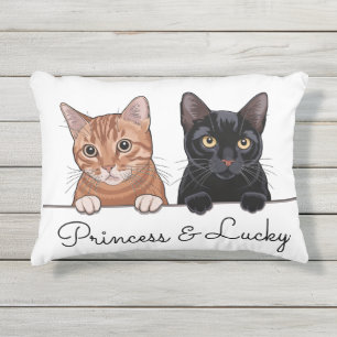 Schattigee Oranje en Zwarte Kittens Aangepaste Naa Buitenkussen