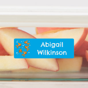 Schattigee oranje goudvis cartoon gepersonaliseerd labels