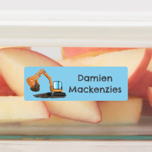 Schattigee oranje graafmachine graaier cartoon gep labels