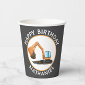 Schattigee oranje graafmachine graaier cartoon gep papieren bekers (Voorkant)