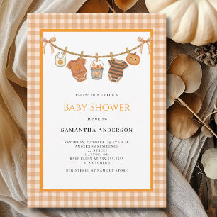 Schattigee Oranje Halloween Clothesline Baby showe Kaart
