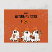 Schattigee Oranje Happy Halloween Boo Ghosts Briefkaart (Voorkant)
