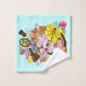 Schattigee Oranje paaskat Bad Handdoek (Wasdoekje)