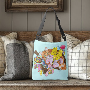Schattigee Oranje paaskat Crossbody Tas