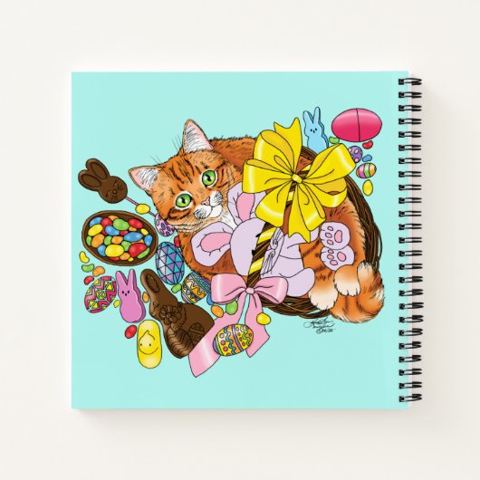 Schattigee Oranje paaskat Notitieboek (Achterkant)