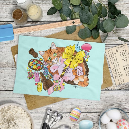 Schattigee Oranje paaskat Theedoek