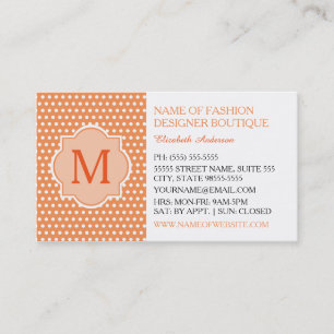 Schattigee Oranje Polka Dots met Girly Monogram Mo Visitekaartje