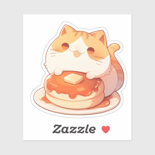 Schattigee Oranje Tabby Cat en Fluffy Pannenkoek S Sticker (Vel)