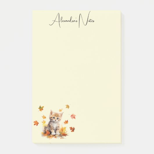 Schattigee Oranje Tabby Kitten in herfstbladeren Post-it® Notes (Voorkant)