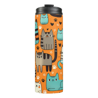 Schattigee Oranje thermische Tumbler voor katten Thermosbeker