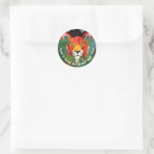 Schattigee Oranje Tijger Kleurrijke Wilde Oerwoud Ronde Sticker (Tas)