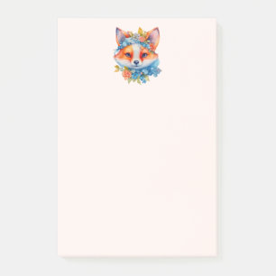 Schattigee Oranje vos met bloemenkroon Post-it® Notes