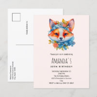 Schattigee Oranje vos met Floral Crown Verjaardag