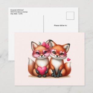 Schattigee Oranje vossen in de liefde Briefkaart