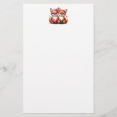 Schattigee Oranje vossen in de liefde Briefpapier (Voorkant)