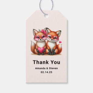 Schattigee Oranje vossen in de liefde Valentijns'D Cadeaulabel