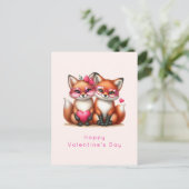 Schattigee Oranje vossen in de liefde Valentijnsda Feestdagenkaart (Staand voorkant)