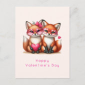 Schattigee Oranje vossen in de liefde Valentijnsda Feestdagenkaart (Voorkant)