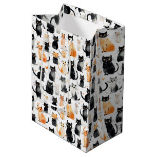 Schattigee Oranje Witte Zwarte Katten Verjaardag Medium Cadeauzakje
