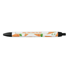 Schattigee Oranje Wortelen Groene Monogram Initial Zwarte Inkt Pen