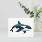 Schattigee orka doodle briefkaart (Staand voorkant)