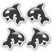 Schattigee Orka Killer Whale, Set van 4 Sticker (Voorkant)