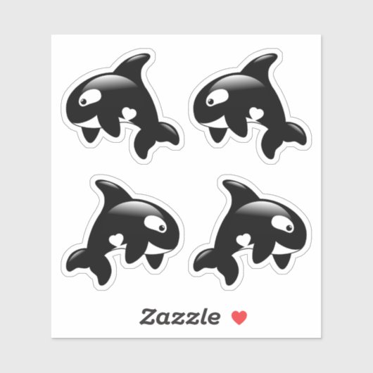 Schattigee Orka Killer Whale, Set van 4 Sticker (Vel)
