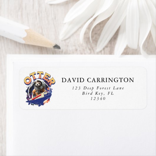 Schattigee Otter Astronaut Buitenruimte Shuttle Ca Etiket (Insitu)