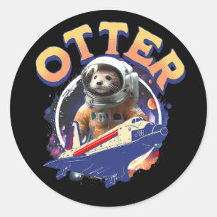 Schattigee Otter Astronaut Buitenruimte Shuttle Ca Ronde Sticker