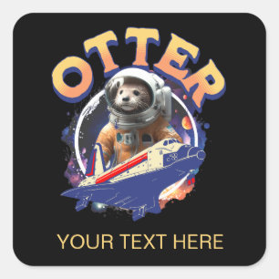 Schattigee Otter Astronaut Buitenruimte Shuttle Ca Vierkante Sticker
