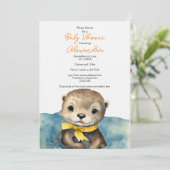 Schattigee Otter Genderneutrale Baby shower Uitnod Kaart (Staand voorkant)