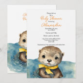 Schattigee Otter Genderneutrale Baby shower Uitnod Kaart (Voorkant / Achterkant)