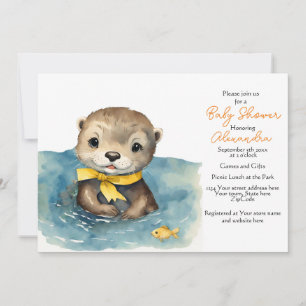 Schattigee Otter Genderneutrale Baby shower Uitnod Kaart