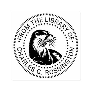 Schattigee Otter Head #2 Ronde Bibliotheek Boeknaa Zelfinktende Stempel