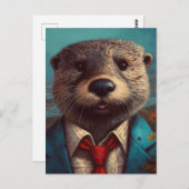 Schattigee Otter in een pak Briefkaart (Voorkant / Achterkant)