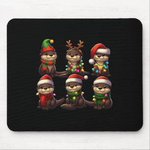 Schattigee Otter Kerst Pajama Schattigee Xmas Ligh Muismat