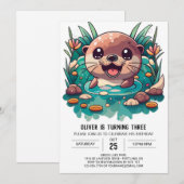 Schattigee otter kinderen Waterverf Verjaardag Kaart (Voorkant / Achterkant)