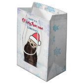 Schattigee otter met een kerstmuts medium cadeauzakje (Achterkant Gekanteld)