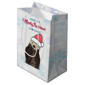 Schattigee otter met een kerstmuts medium cadeauzakje (Voorkant Gekanteld)