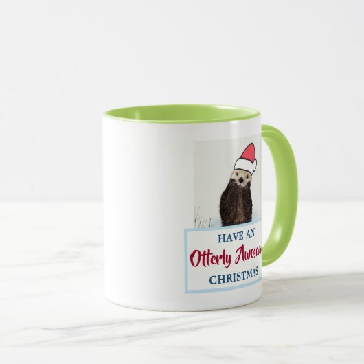 Schattigee otter met een kerstmuts mok (Voorkant rechts)